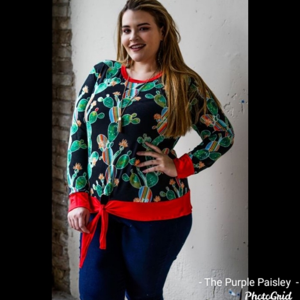 Cactus knotty bottom long Sleeve Plus size